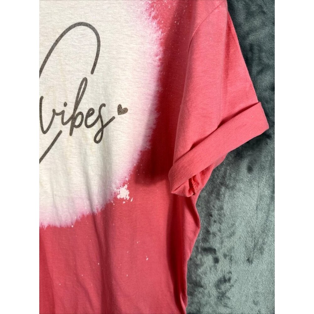 Women’s T-shirt Cozy Vibes Bleached Pink Soft & Comfy Size Adult Large - Picture 4 of 8